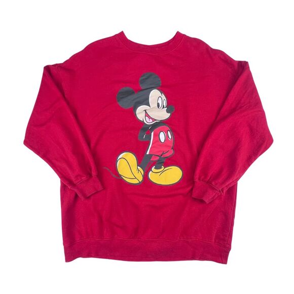 H&M Sweaters - H & M Sweatshirt Red Disney Mickey Mouse Cartoon Character Oversized Sweater